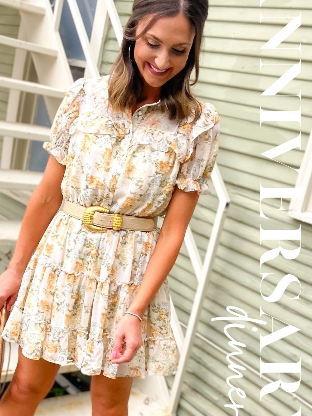 Entro Floral Smocked Tiered Mini Dress Nwot S Cottagecore Ruffle Button Front